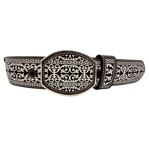 Cinto De Cuero Original El Charro Plata Con Hebilla De Metal