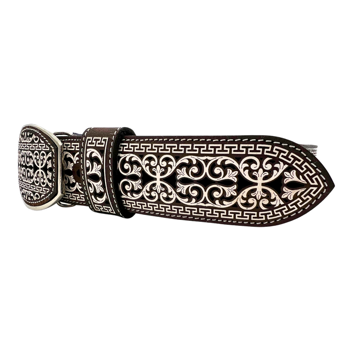 Cinto De Cuero Original El Charro Plata Con Hebilla De Metal