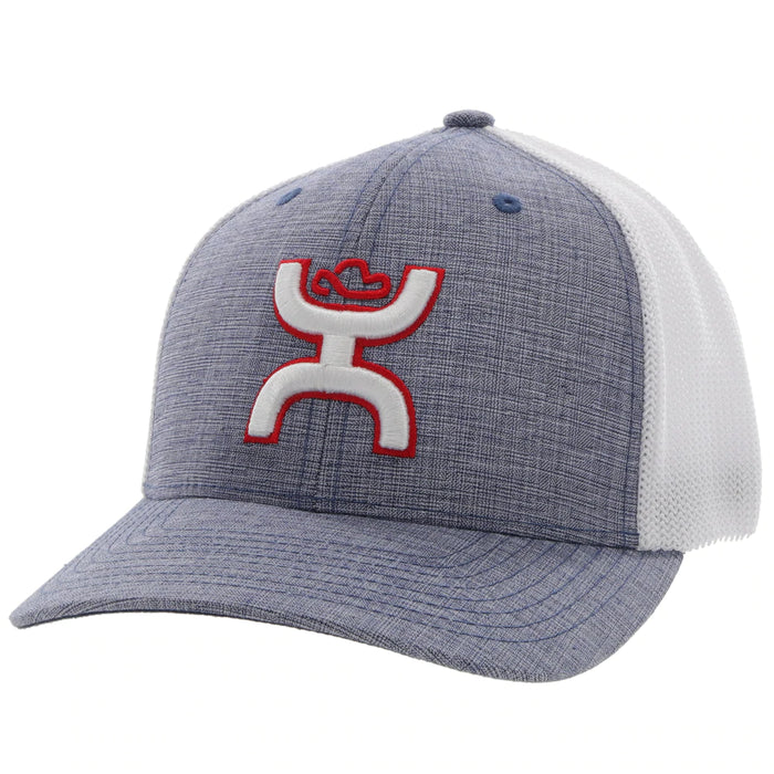 Hooey "Coach" Denim / White Mesh Flexfit 5 Panel W/ 3D Hooey Logo