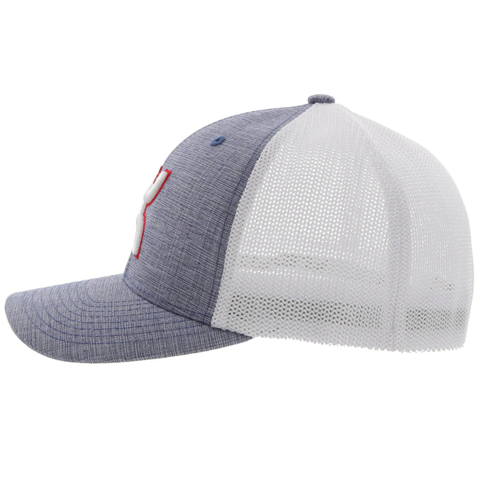 Hooey "Coach" Denim / White Mesh Flexfit 5 Panel W/ 3D Hooey Logo