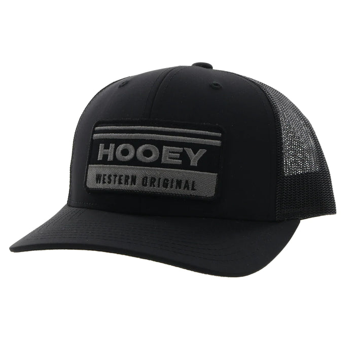 Hooey Horizon Black W/Black and Grey Patch Snapback Hat - 2235T-BK