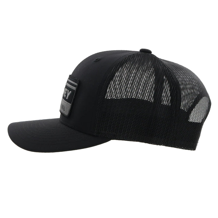 Hooey Horizon Black W/Black and Grey Patch Snapback Hat - 2235T-BK