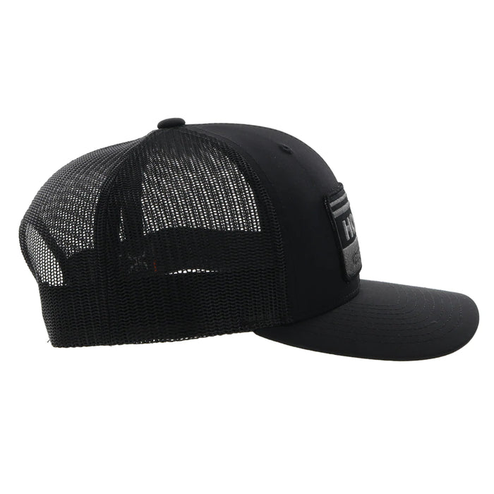 Hooey Horizon Black W/Black and Grey Patch Snapback Hat - 2235T-BK