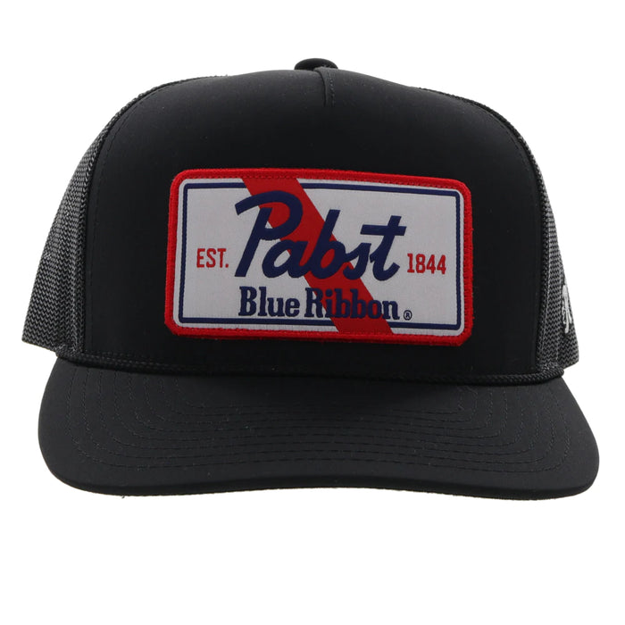 Hooey "Pabst Blue Ribbon" BLACK 5-Panel Trucker Hat with Patch - 2273T-BK