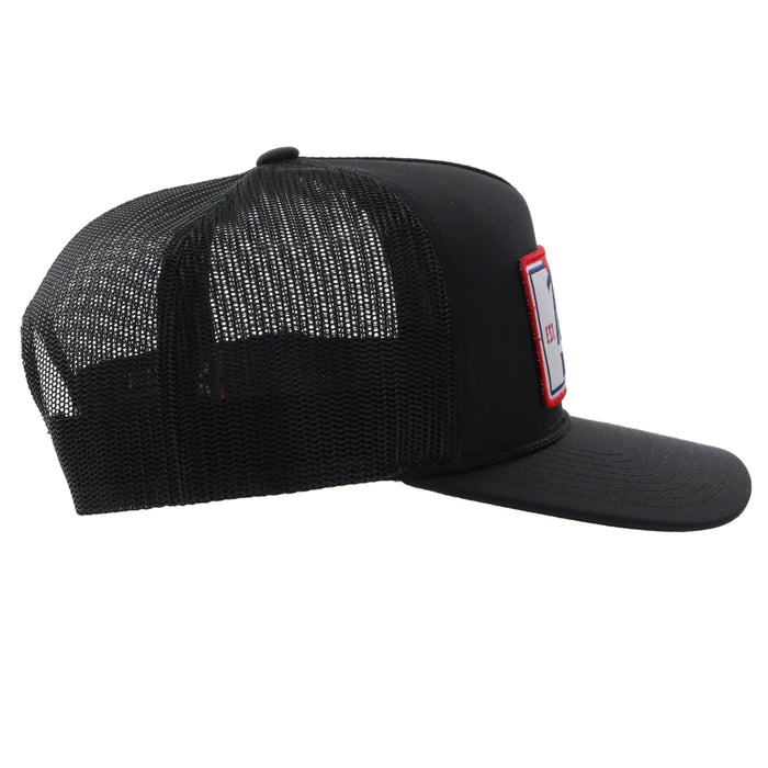 Hooey "Pabst Blue Ribbon" BLACK 5-Panel Trucker Hat with Patch - 2273T-BK