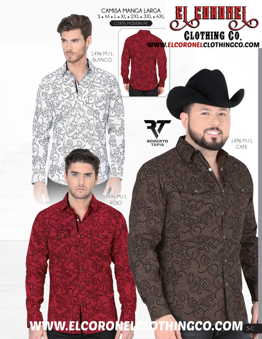 Camisa Lamasini Jeans 1496 En Blanco, Cafe, Rojo Modern Fit Estilo Roberto Tapia