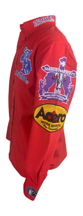Rancho Semental Reparo Style  Long Sleeve Red Button Down Shirt