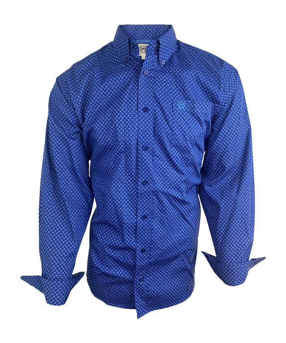 Cinch Men's Royal Blue Diamond Geo Print Long Sleeve Western Shirt Royal Blue