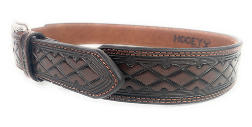 HOOey Men's Mahongany Wide Taper Diamond Embossed Western Belt 1787BE9
