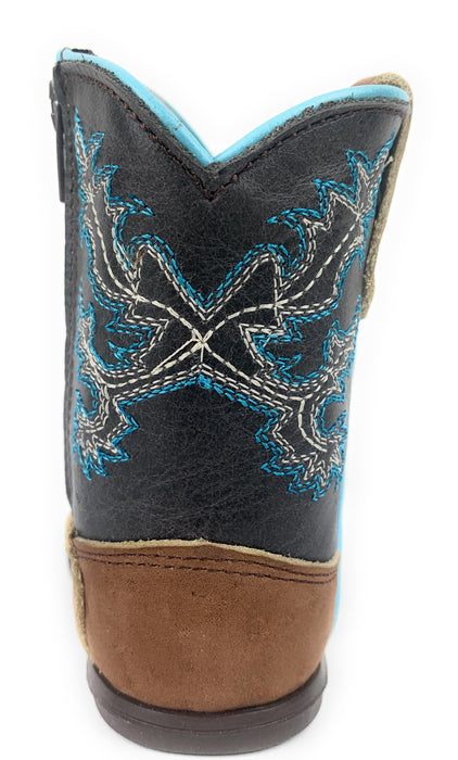 Infant/Toddler Brown & Baby Blue Round Toe Western Boots