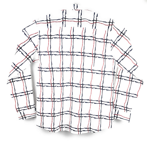 Barabas Mens Designer Button Front Plaid White Long Sleeve Shirt