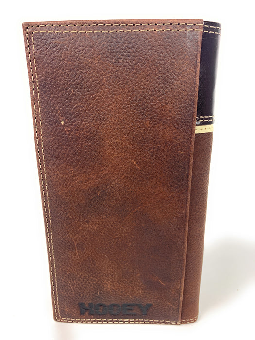 HOOey Dark Brown Leather Rodeo Wallet with Dusty Orange Hooey Logo - 2041566W7