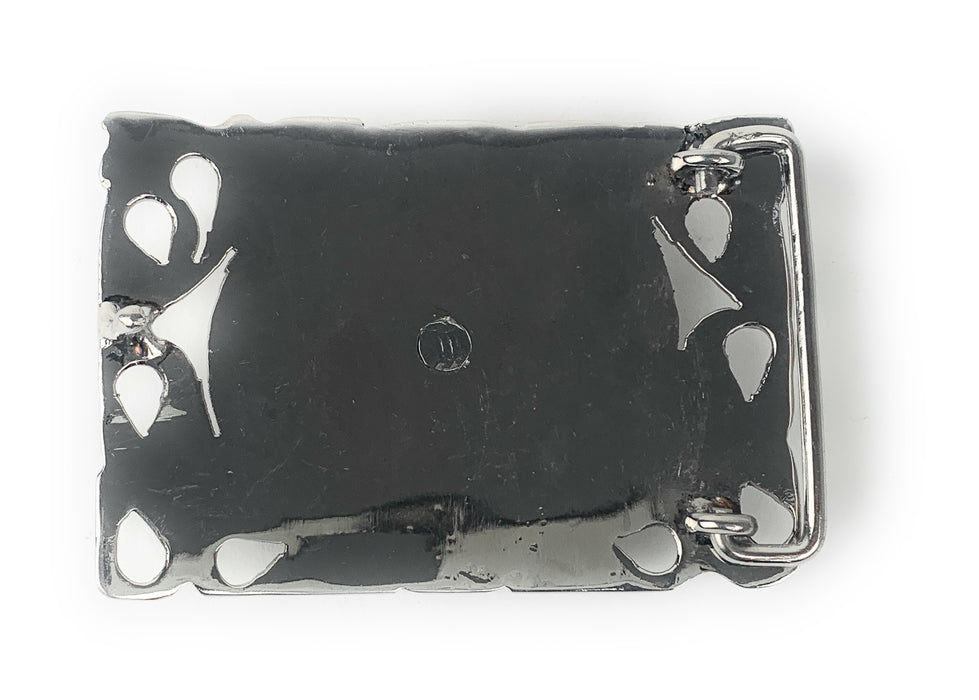 Charro Aztec & Flowered Western Belt Buckle - (Hebilla Charra Azteca Con Boton Y Herradura))