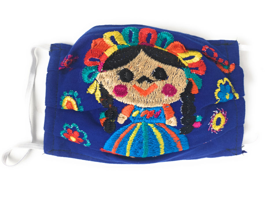 Face Mask Artesanal De Tela Con Bordado Diseno Maria