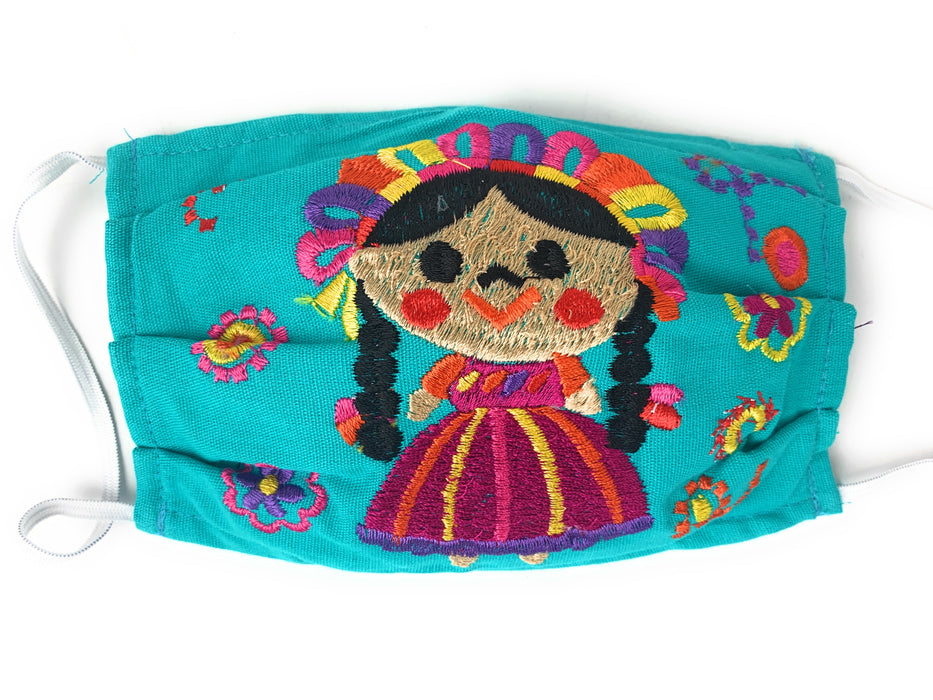 Face Mask Artesanal De Tela Con Bordado Diseno Maria