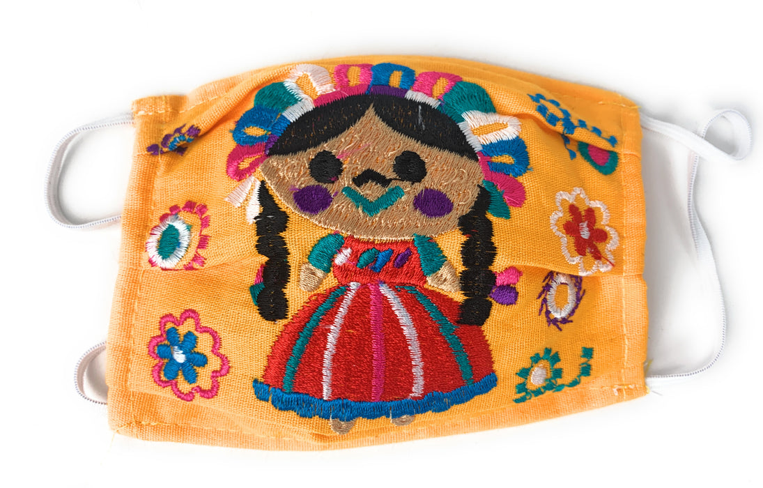 Face Mask Artesanal De Tela Con Bordado Diseno Maria