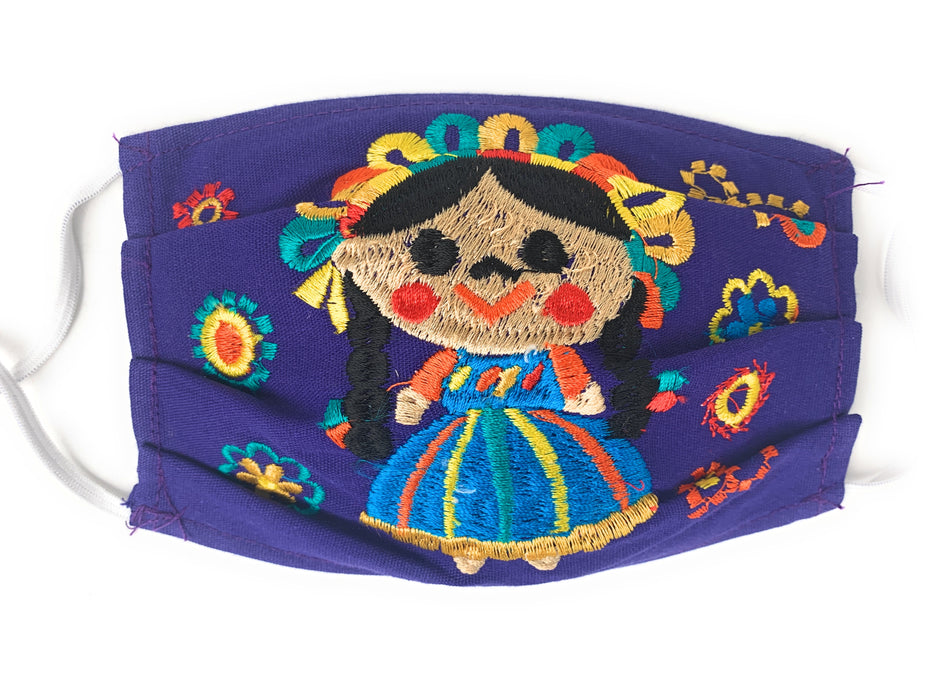 Face Mask Artesanal De Tela Con Bordado Diseno Maria