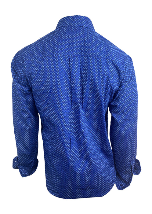Cinch Men's Royal Blue Diamond Geo Print Long Sleeve Western Shirt Royal Blue