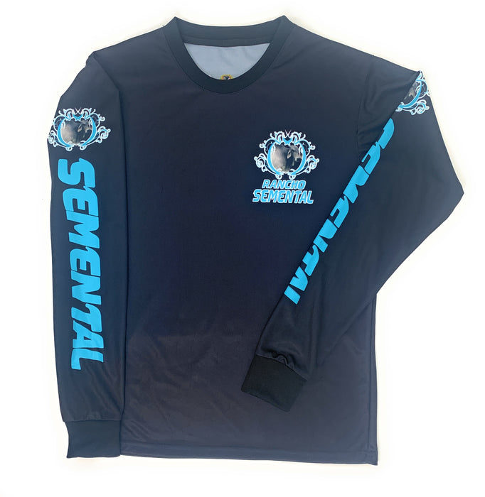 Camiseta Rancho Semental En Negro Y Azul Manga Larga