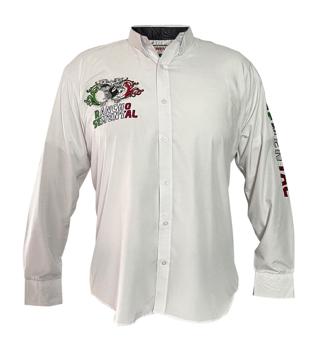 Rancho Semental Mexico Men's White long Sleeve Shirt - Viva Mexico!
