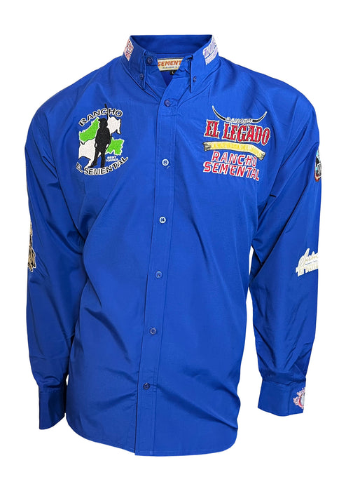 Camisa Estilo Rancho El Legado En Azul De Marca Rancho Semental