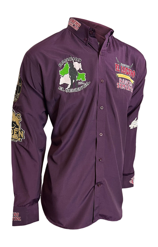 Camisa Estilo Rancho El Legado En Morado De Marca Rancho Semental