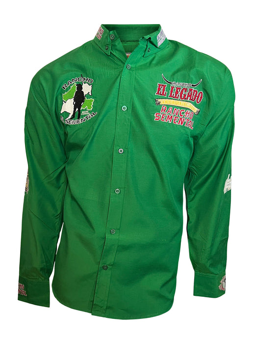 Camisa Estilo Rancho El Legado En Verde De Marca Rancho Semental