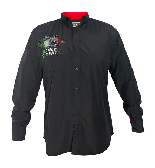 Rancho Semental Mexico Men's Black long Sleeve Shirt - Viva Mexico!