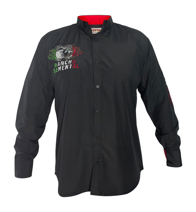 Rancho Semental Mexico Men's Black long Sleeve Shirt - Viva Mexico!