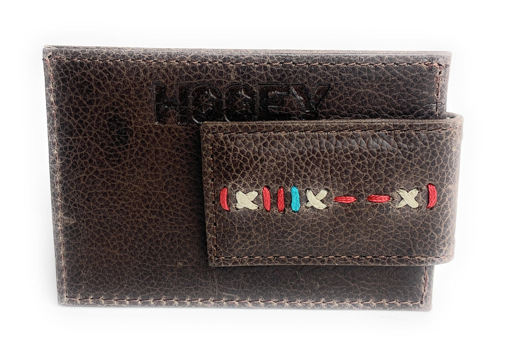 ROUGHY SIGNATURE RODEO CARD WALLET CHOCOLATE & STITCHING