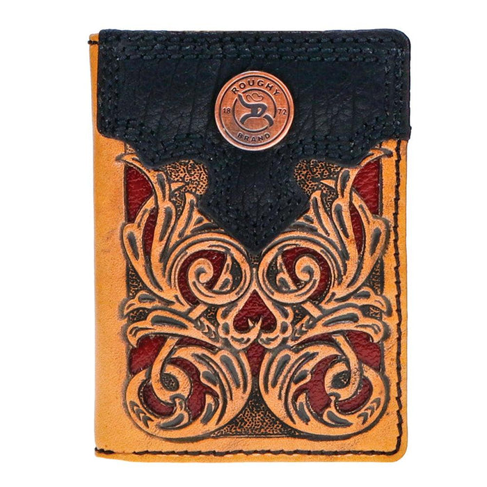 Hooey "Ryder" Roughy Western Trifold Wallet Tan/Red - RTF003-TNRD