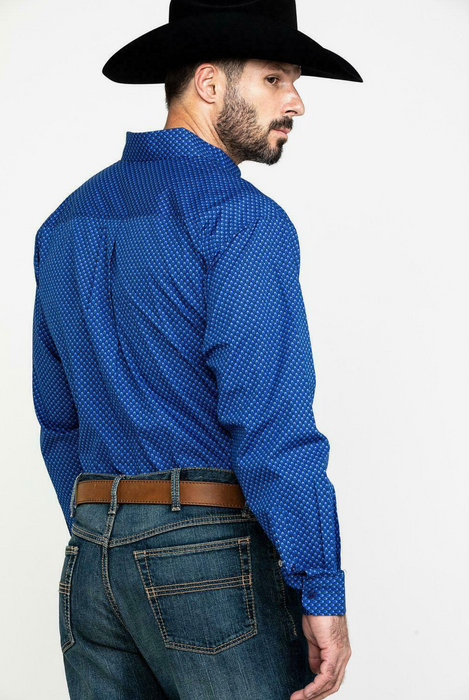 Cinch Men's Royal Blue Diamond Geo Print Long Sleeve Western Shirt Royal Blue