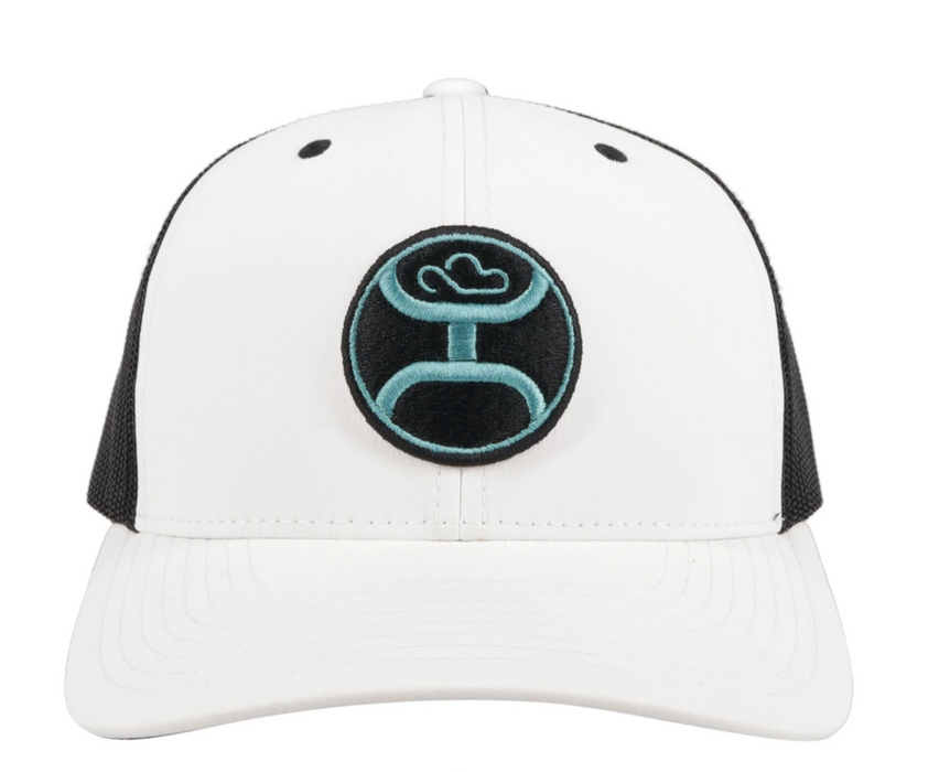 Hooey "Primo" White/Black Snapback Trucker Hat - 2146T-WHBK Blue & Black Patch