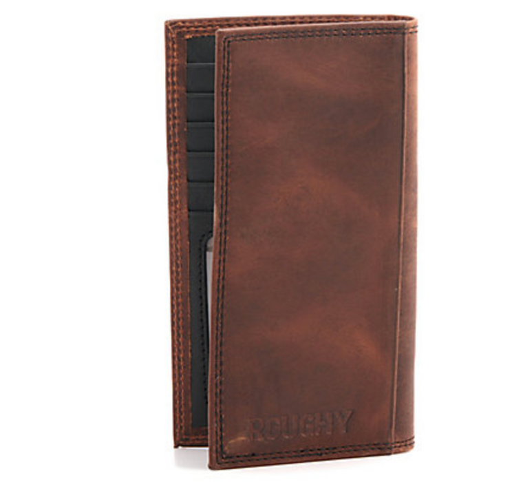 Tonterías Mens cartera del rodeo occidental logotipo de Roughy cuero del avestruz negro Laced