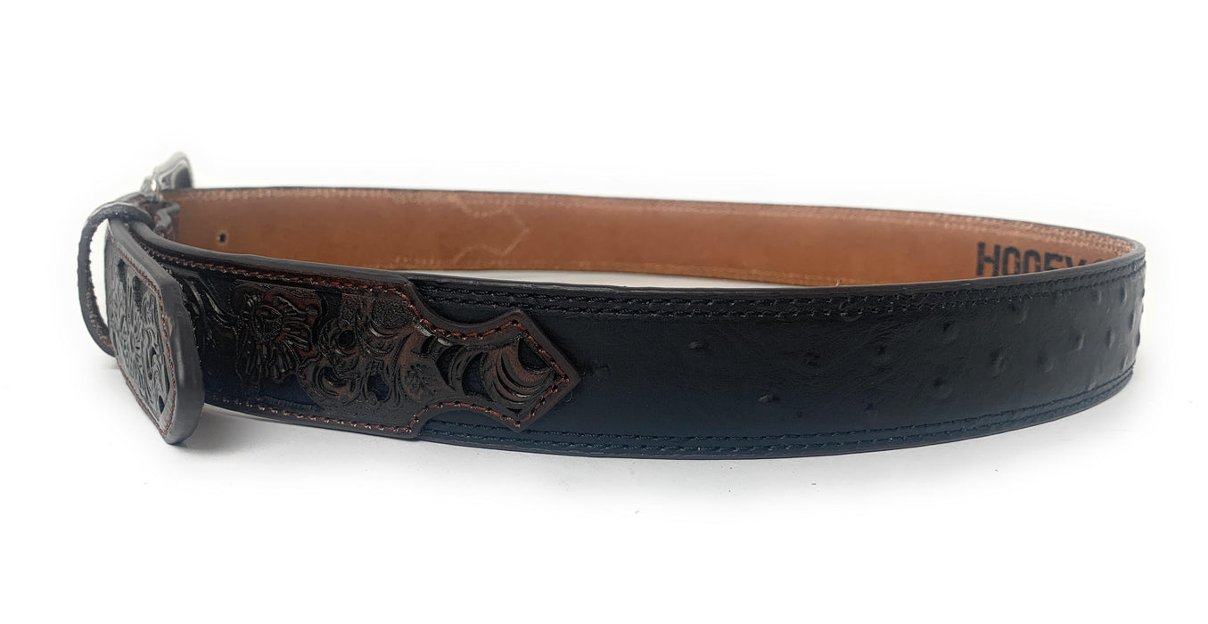 Hooey Men's Roughy Black Ostich Western Belt - 2071BE2