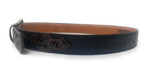 Hooey Men's Roughy Black Ostich Western Belt - 2071BE2