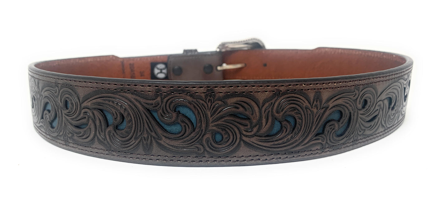 Hooey Men's Tapered Chocolote Tooled Western Belt - 2045BE4