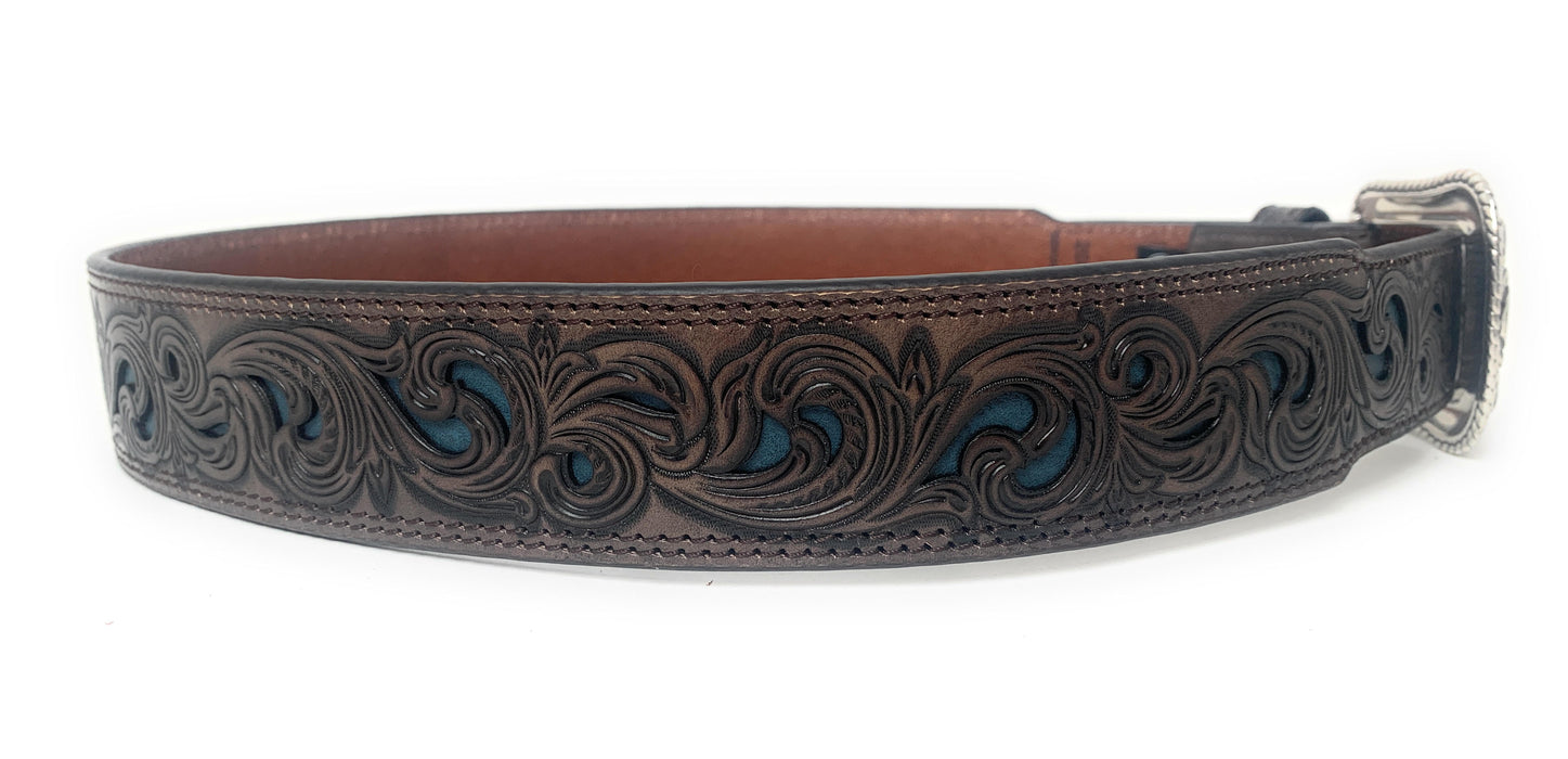 Hooey Men's Tapered Chocolote Tooled Western Belt - 2045BE4