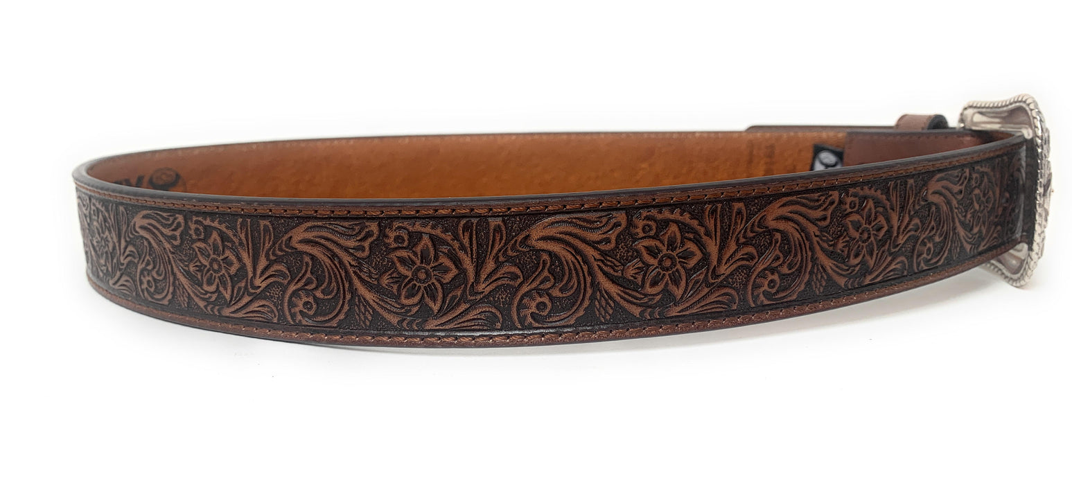 Hooey Men's Tooled Pecan Western Belt - 1914BE1