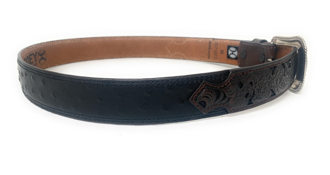 Hooey Men's Roughy Black Ostich Western Belt - 2071BE2