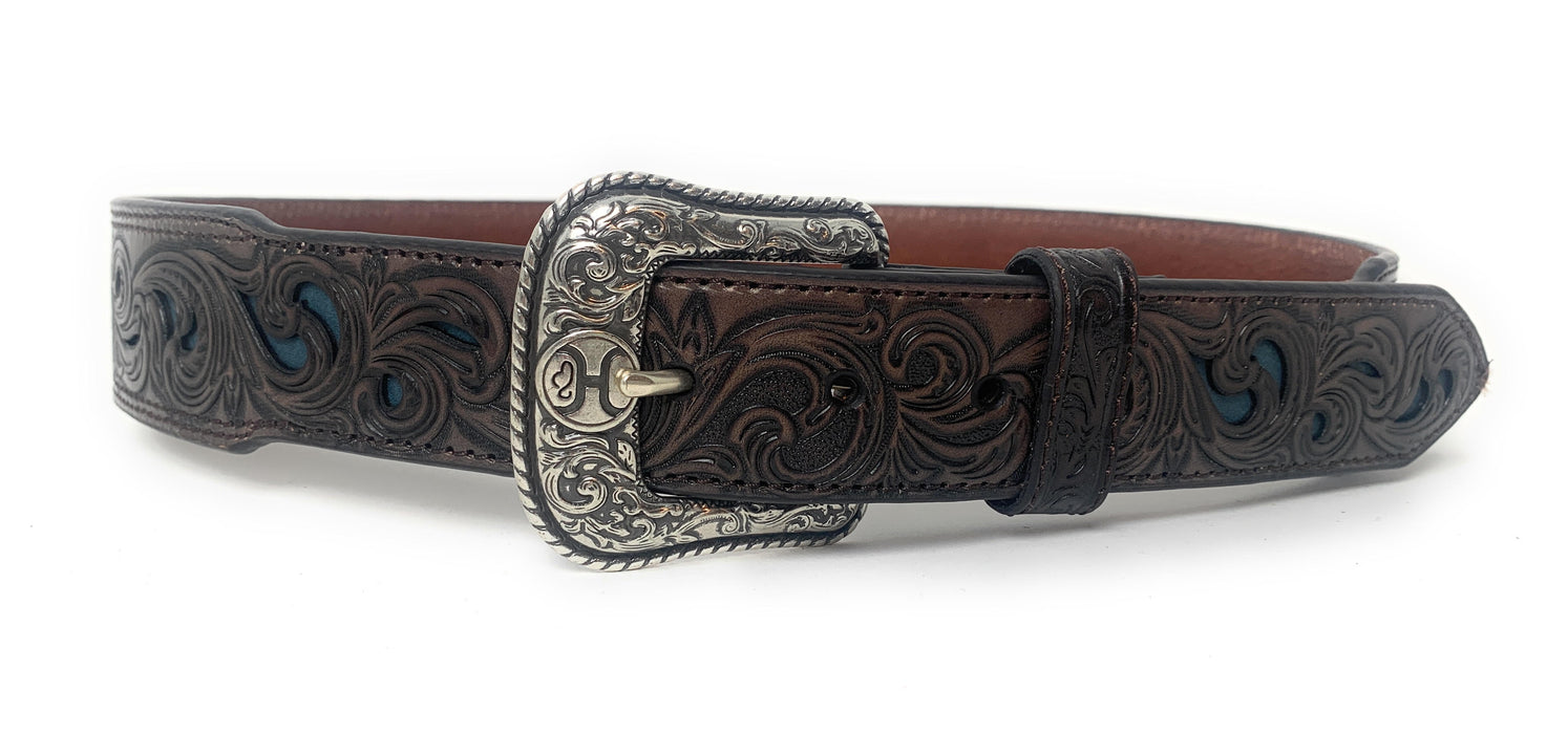 Hooey Men's Tapered Chocolote Tooled Western Belt - 2045BE4