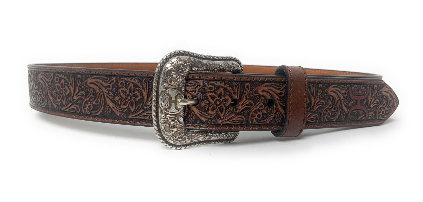 Hooey Men's Tooled Pecan Western Belt - 1914BE1