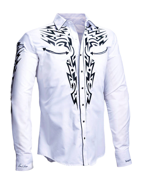 Rafael Amaya Long Sleeve Western Shirt In White - 081CA01