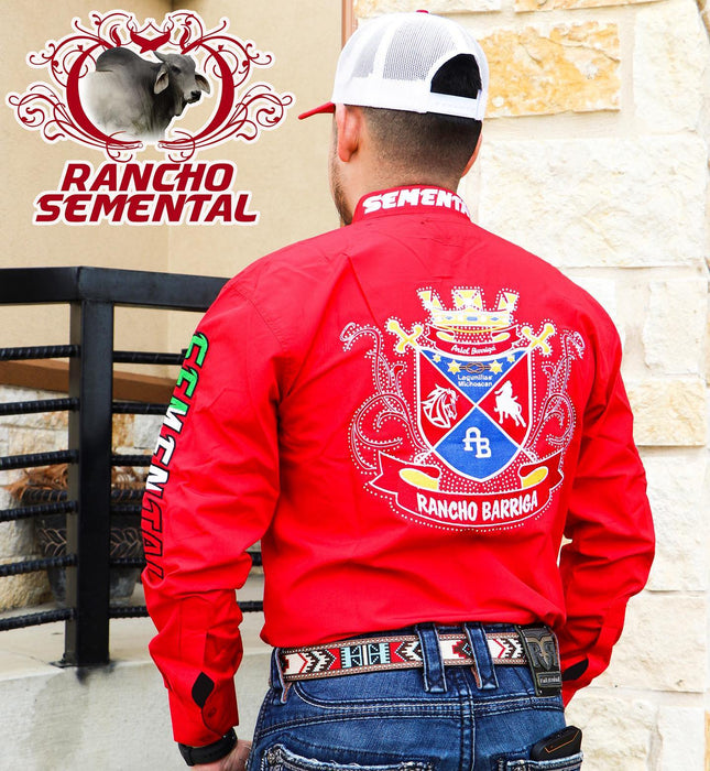 Camisa Estilo Rancho Barriga En Rojo De Marca Rancho Semental