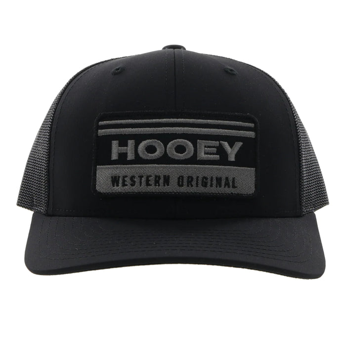 Hooey Horizon Black W/Black and Grey Patch Snapback Hat - 2235T-BK
