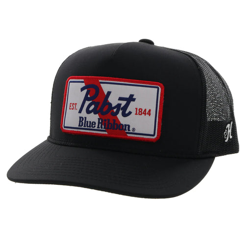 Hooey "Pabst Blue Ribbon" BLACK 5-Panel Trucker Hat with Patch - 2273T-BK