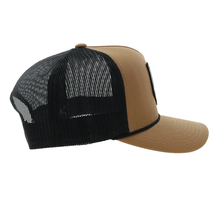 Hooey "TIBBS" ROUGHY TAN/BLACK Snapback Trucker Hat With Patch- 4038T-TNBK