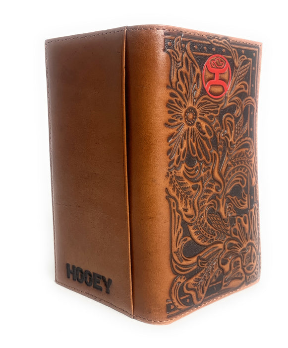 Hooey Floral Tooling Red Logo Rodeo Wallet Brown -1989566W1