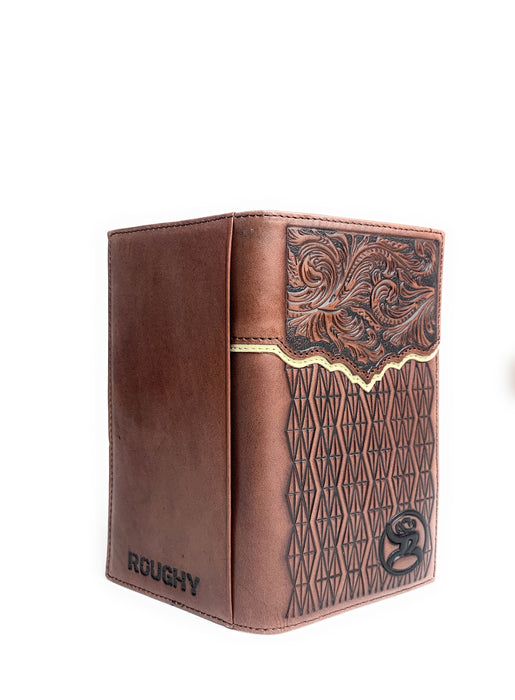 Hooey Mens Western Rodeo Leather Tooled Floral Logo Brown Wallet -2001566W7