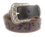 HOOey Men's Brown Tooled With Blue Inlay Western Belt 1914BE8